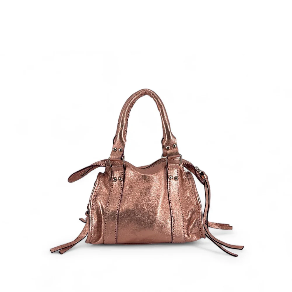 Mini-sac bowling en cuir irisé SANDSTORM NANO Rose gold - Image 3