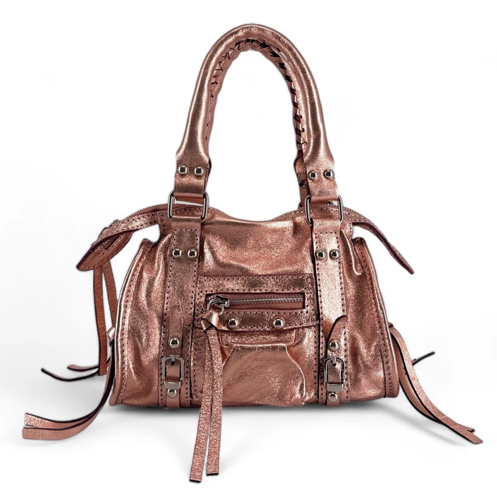 Mini-sac bowling en cuir irisé SANDSTORM NANO Rose gold - Image 4