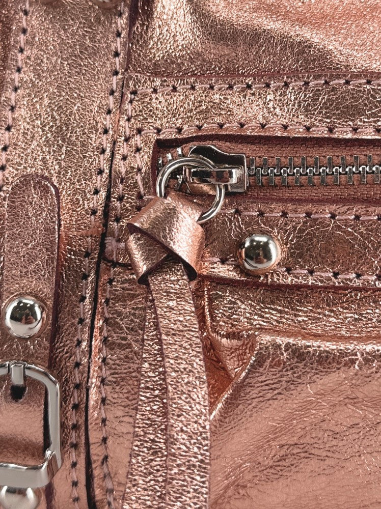 Mini-sac bowling en cuir irisé SANDSTORM NANO Rose gold - Image 6