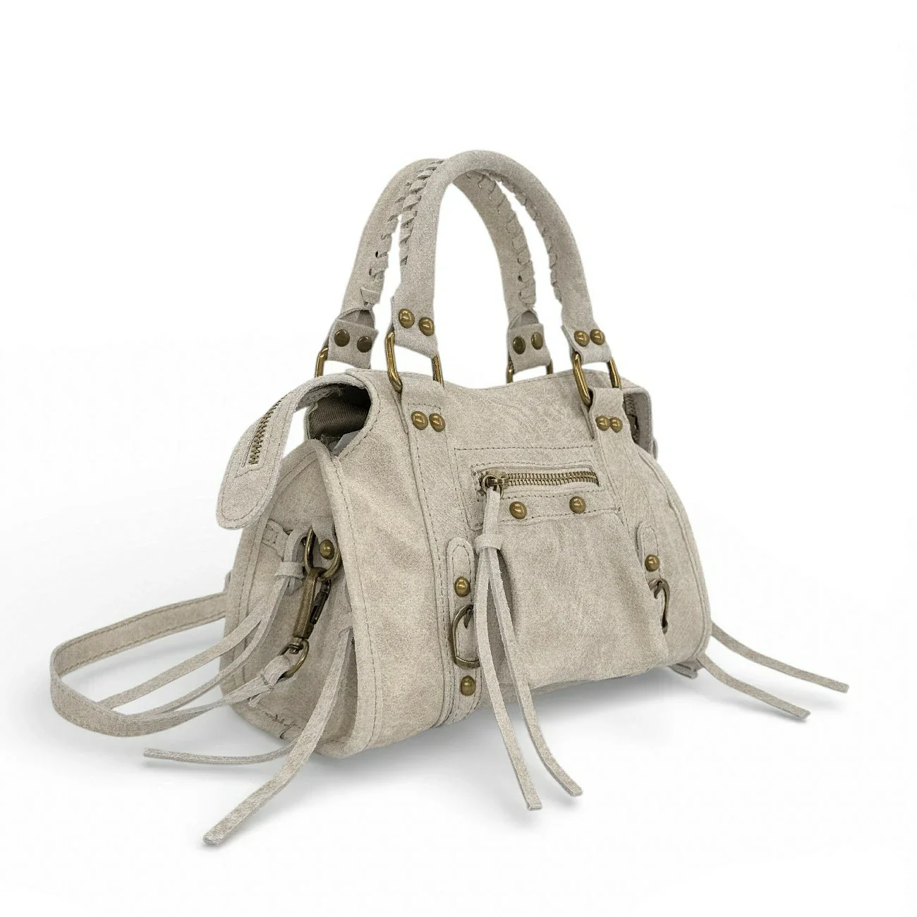Mini-sac bowling en cuir mat brossé SANDSTORM MINI Beige crème - Image 2