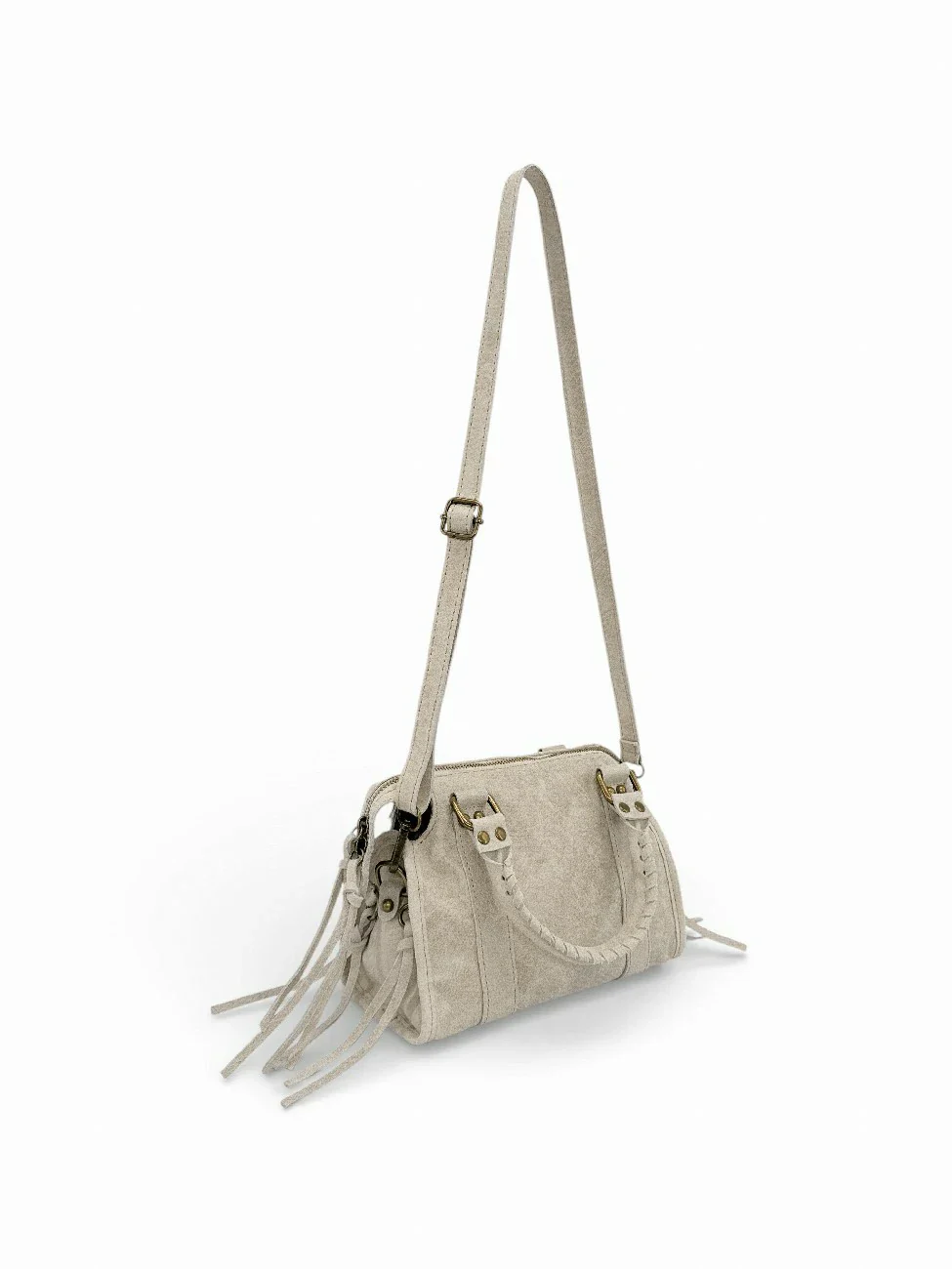 Mini-sac bowling en cuir mat brossé SANDSTORM MINI Beige crème - Image 7