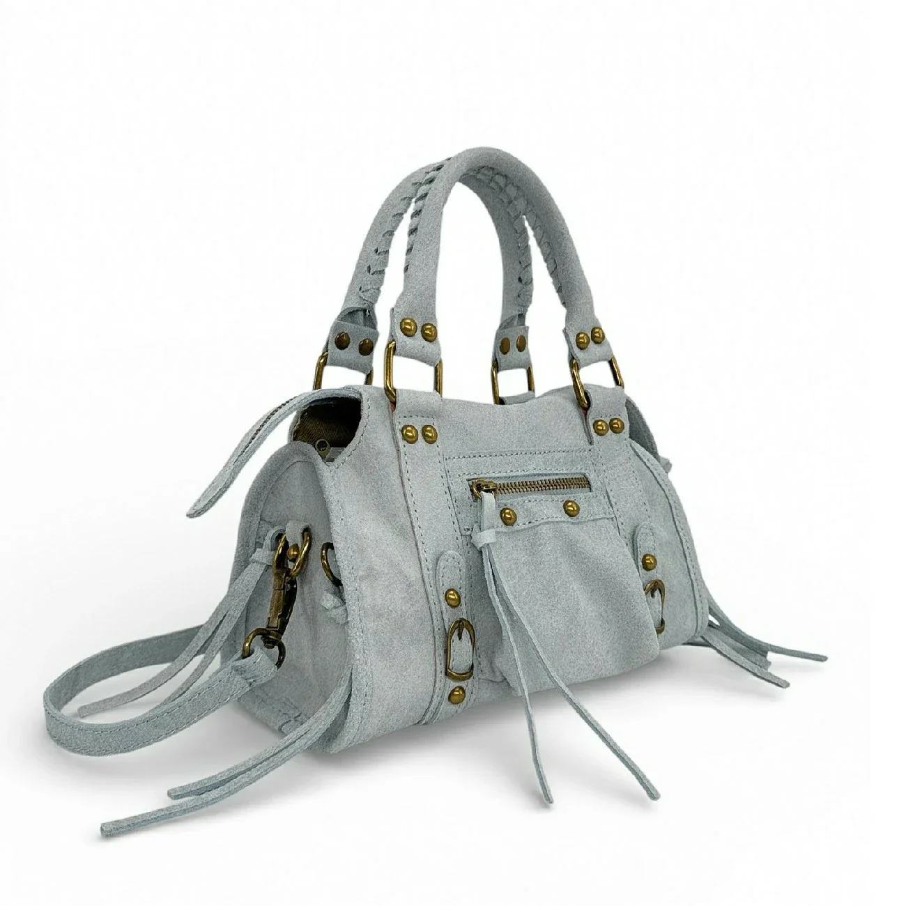 Mini-sac bowling en cuir mat brossé SANDSTORM MINI Bleu pastel - Image 2