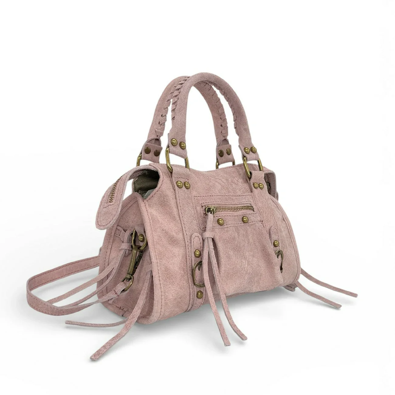 Mini-sac bowling en cuir mat brossé SANDSTORM MINI Rose pastel - Image 2