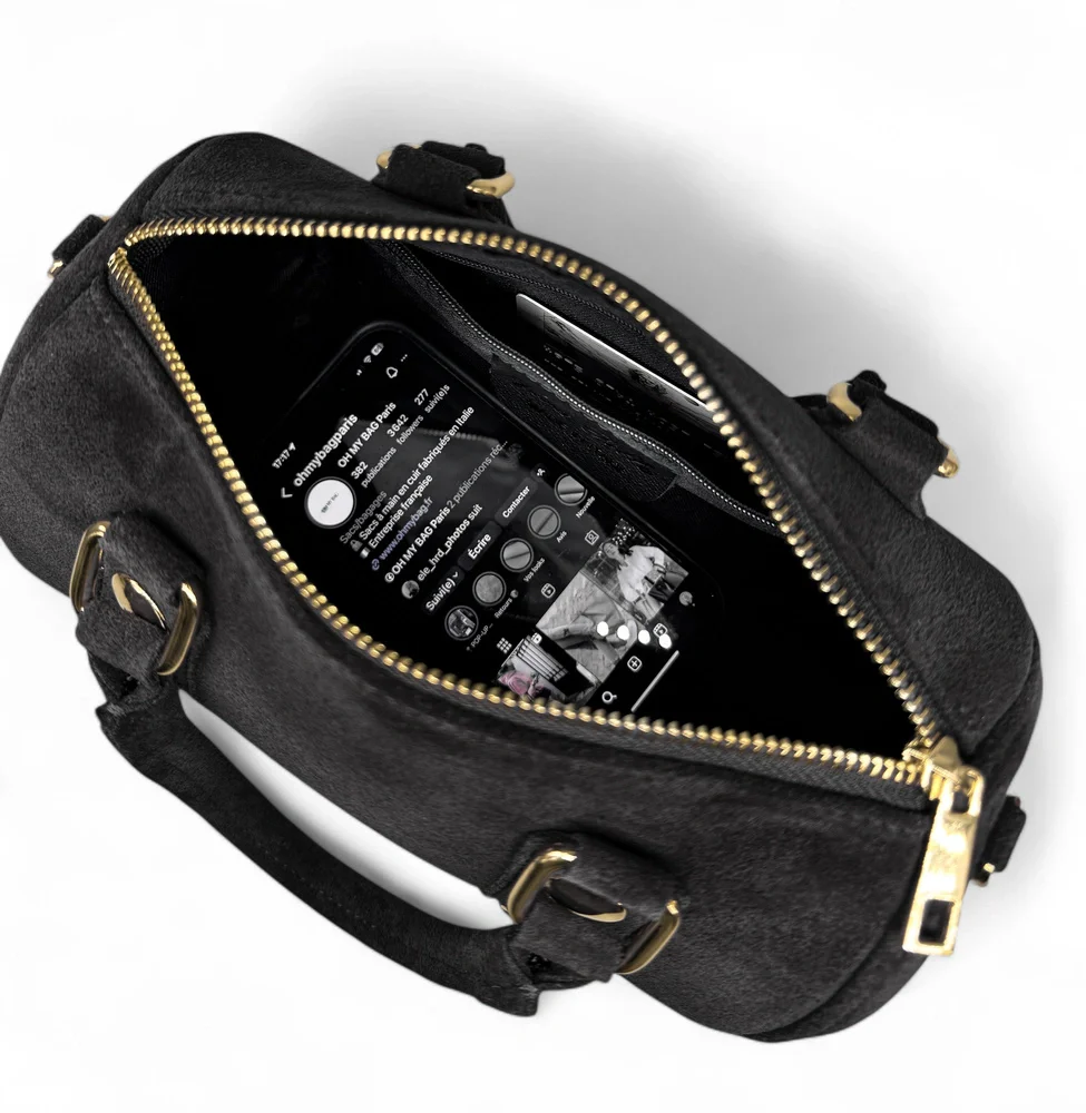 Mini sac bowling en daim DJODY Noir - Image 7