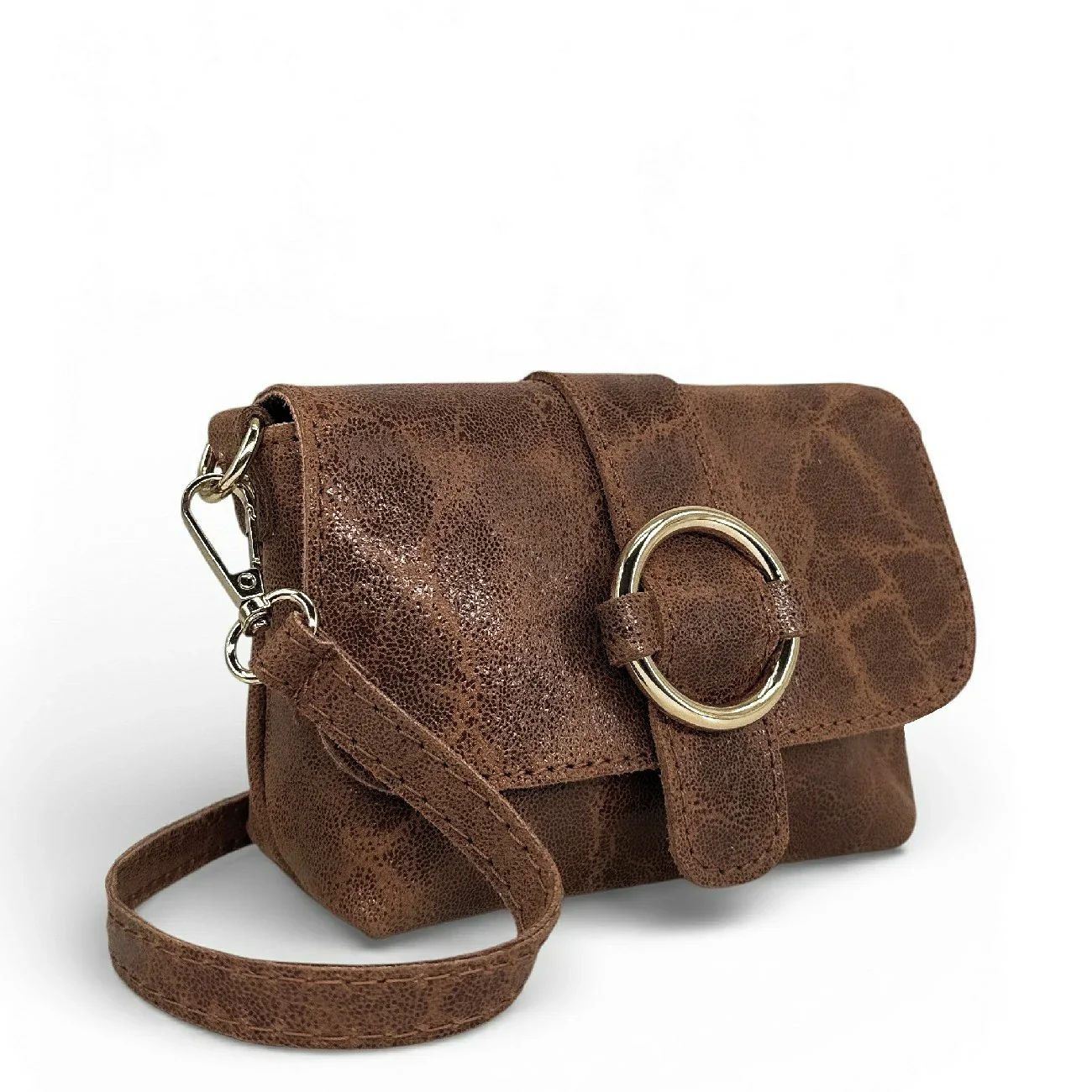 Micro sac en cuir brossé BERLINGOT Châtaigne - Image 2