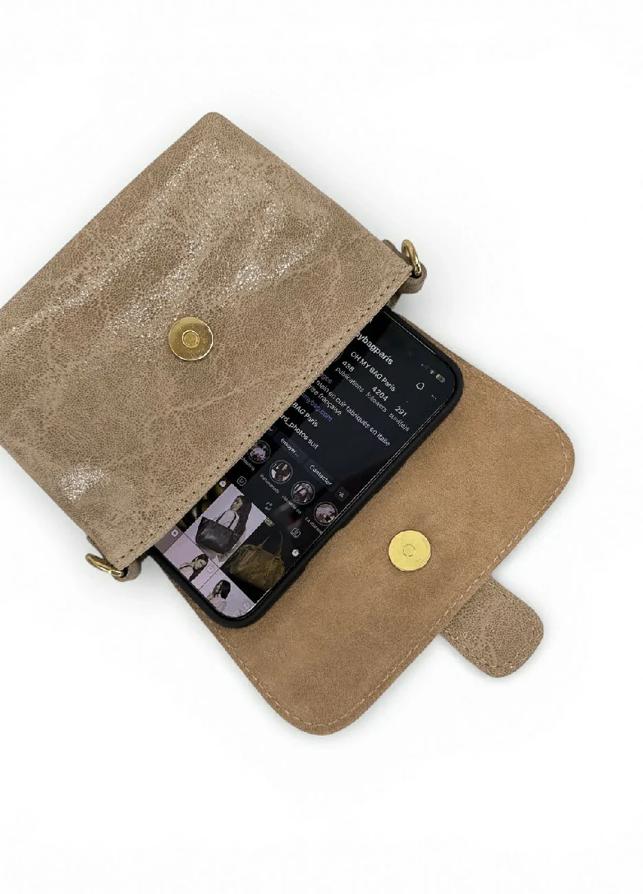 Micro sac en cuir brossé BERLINGOT Taupe - Image 3