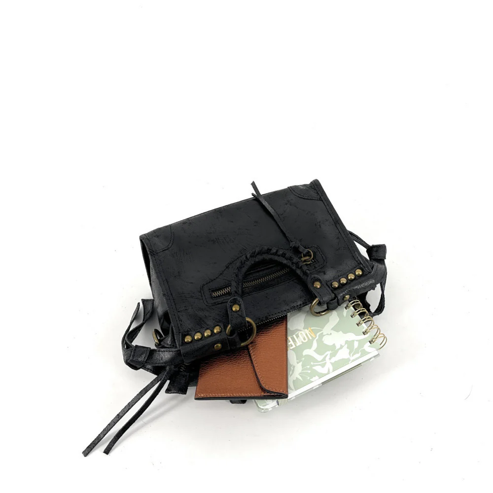 Mini-sac en cuir brossé POCKY Noir - Image 3