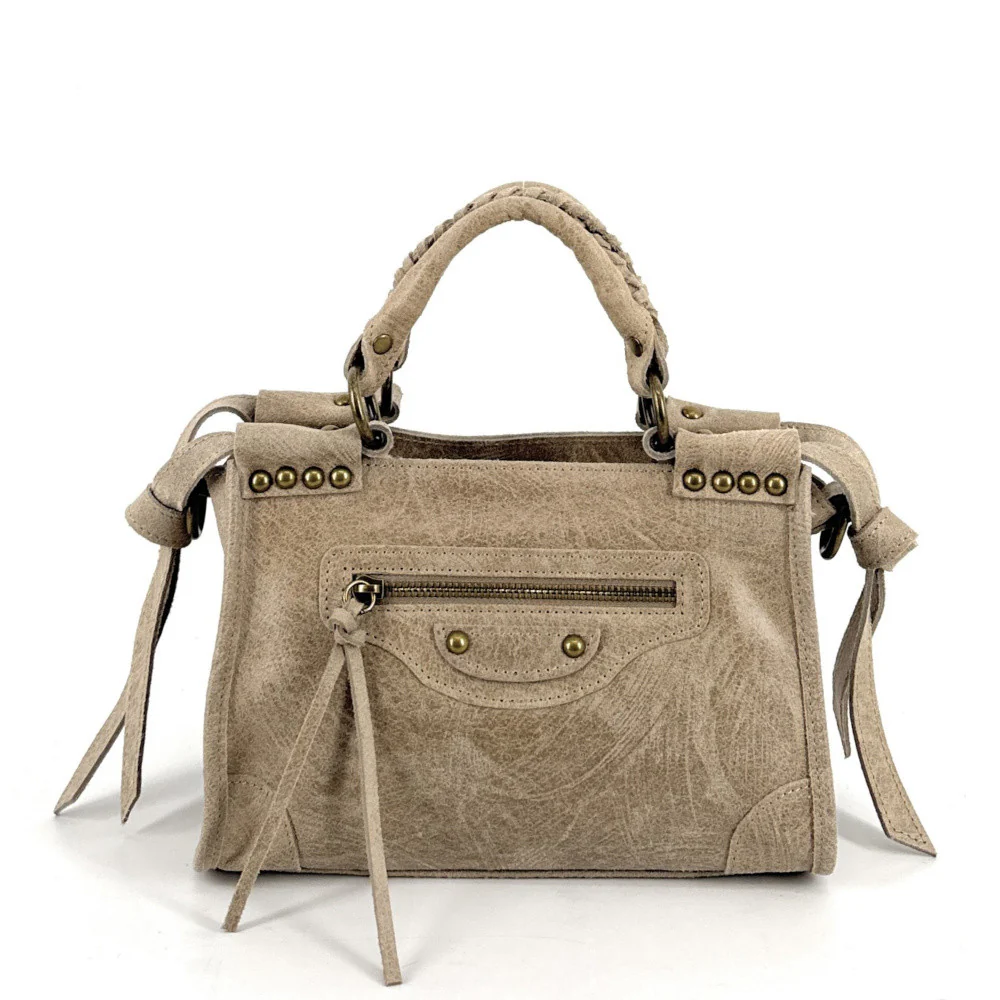 Mini-sac en cuir brossé POCKY Taupe clair - Image 4