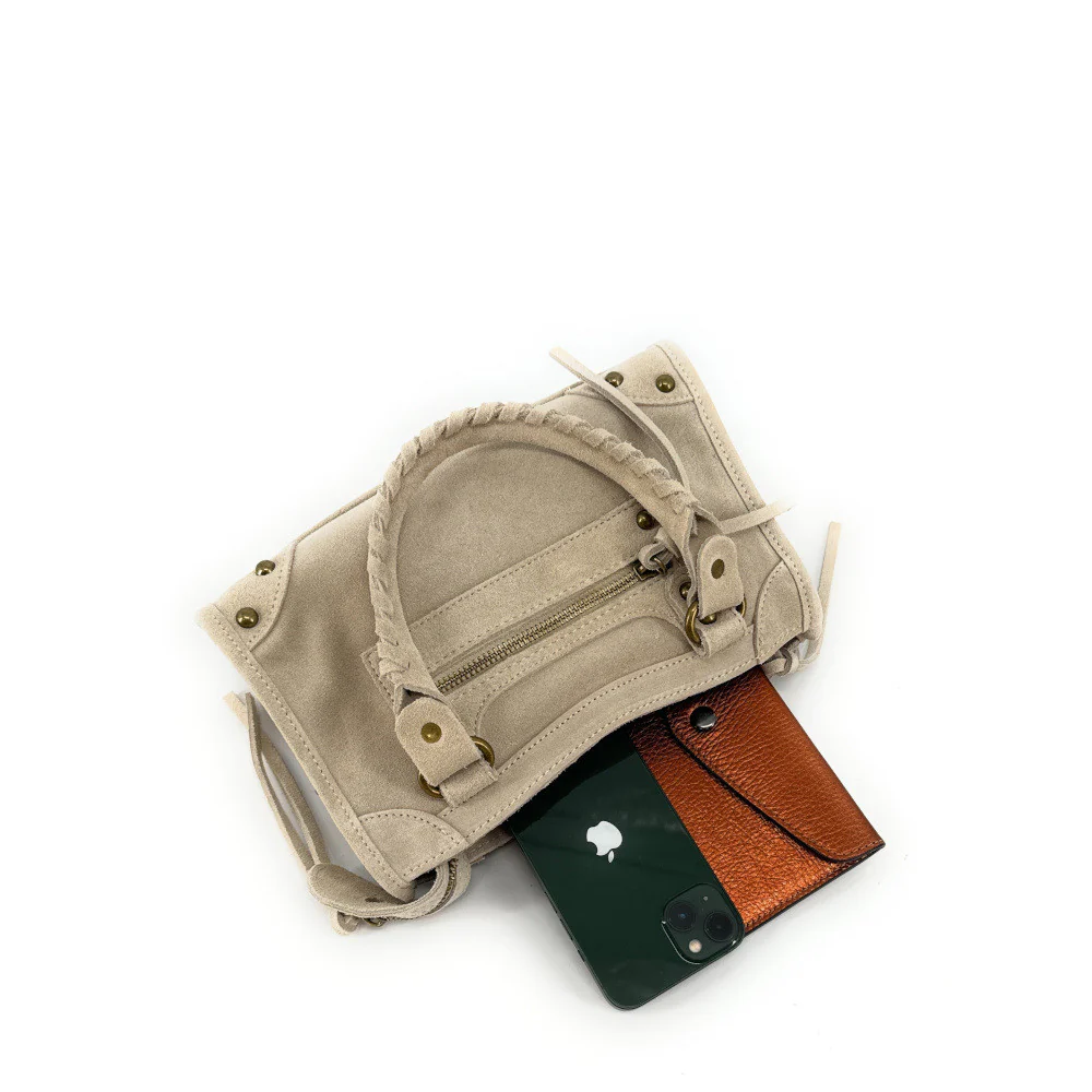Mini-sac en daim TAO Beige crème - Image 5