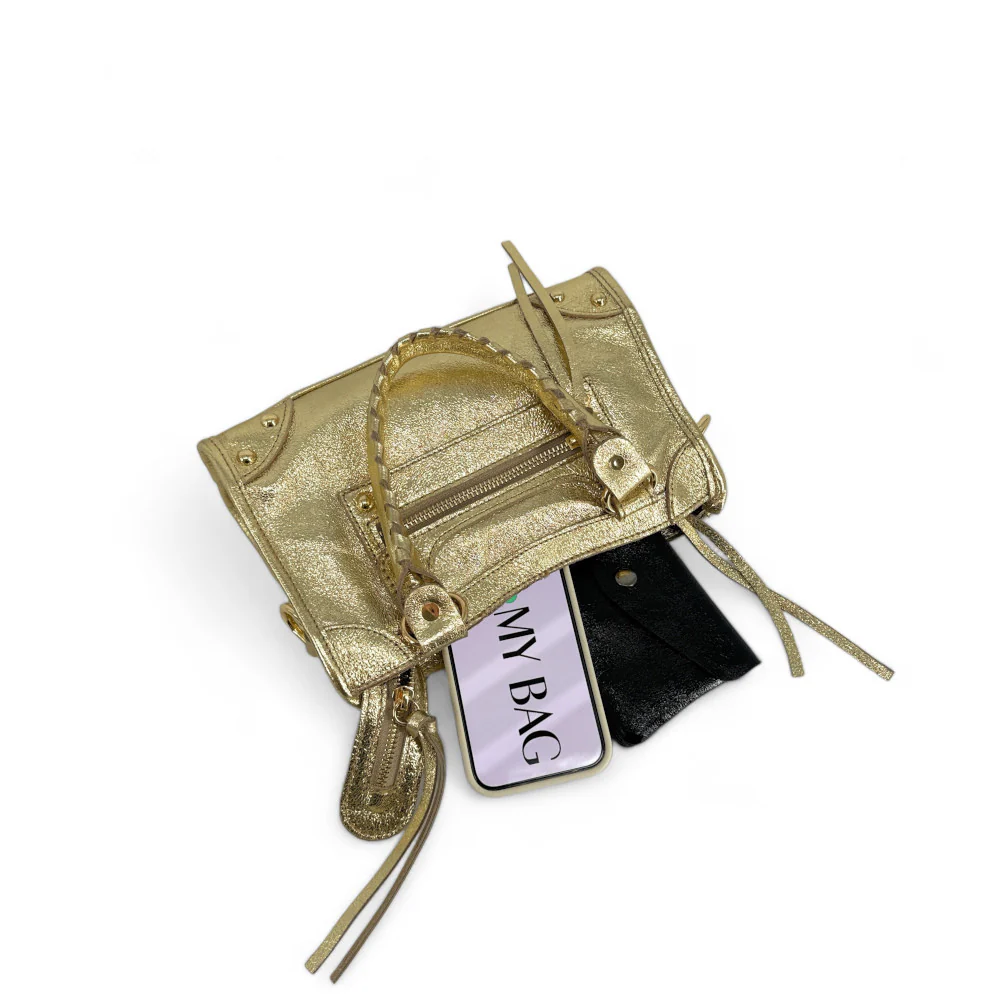 Mini-sac en cuir irisé TAO Or - Image 5