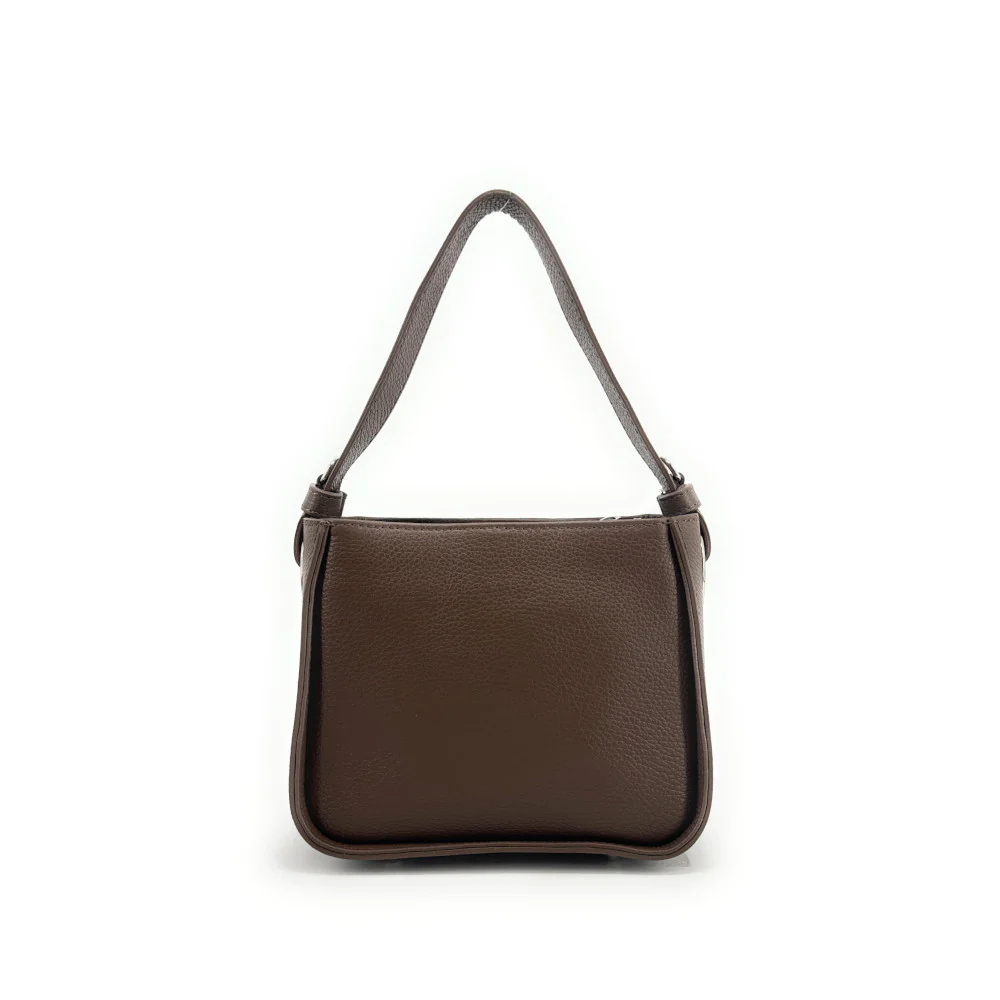Sac en cuir grainé tressé CHESSY Taupe foncé - Image 3