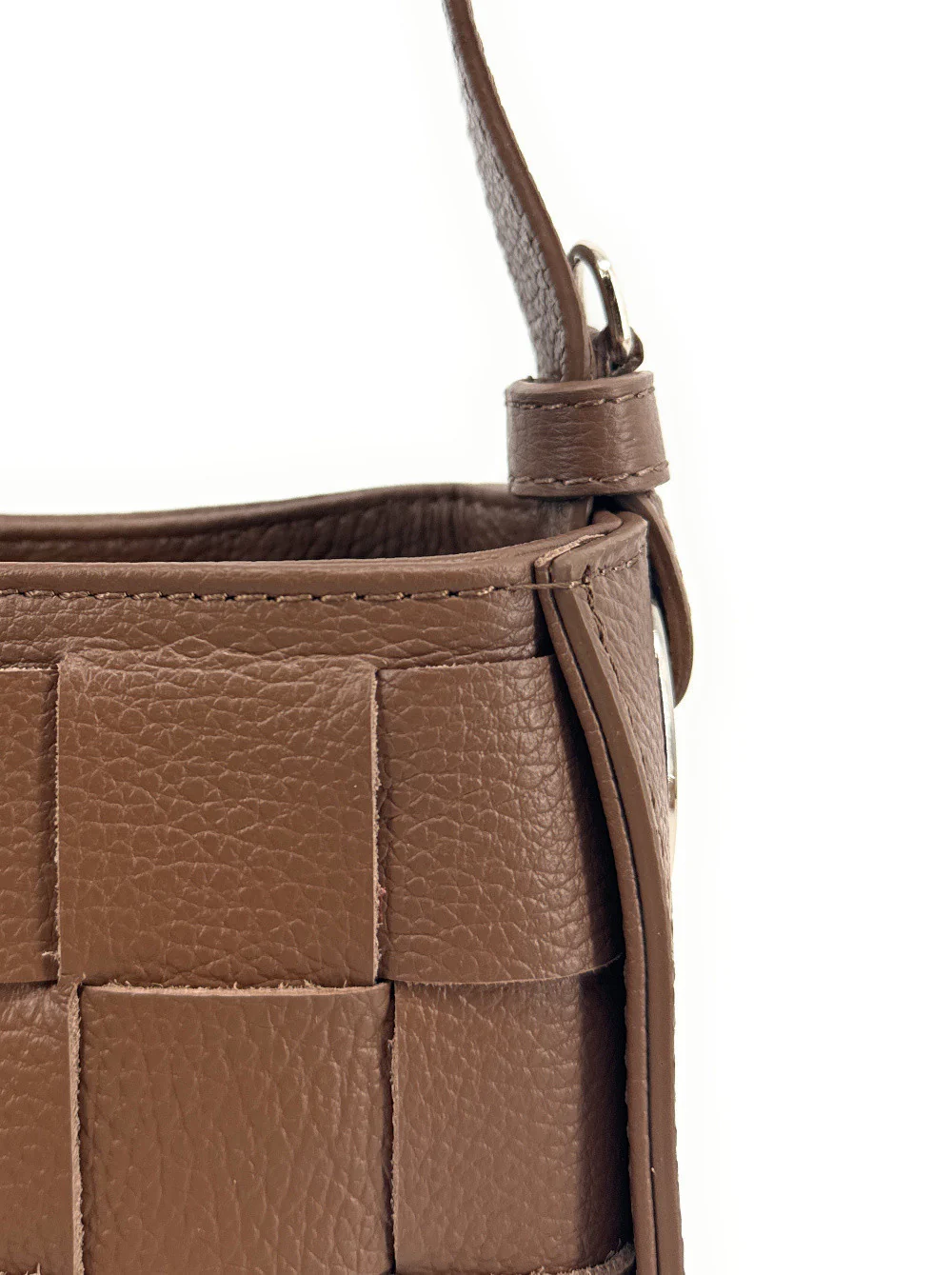 Sac en cuir grainé tressé CHESSY Taupe foncé - Image 7