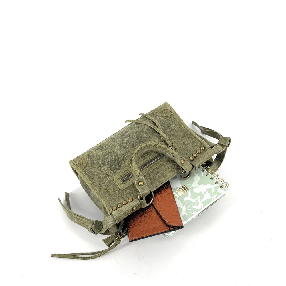 Mini-sac en cuir brossé POCKY Kaki - Image 5