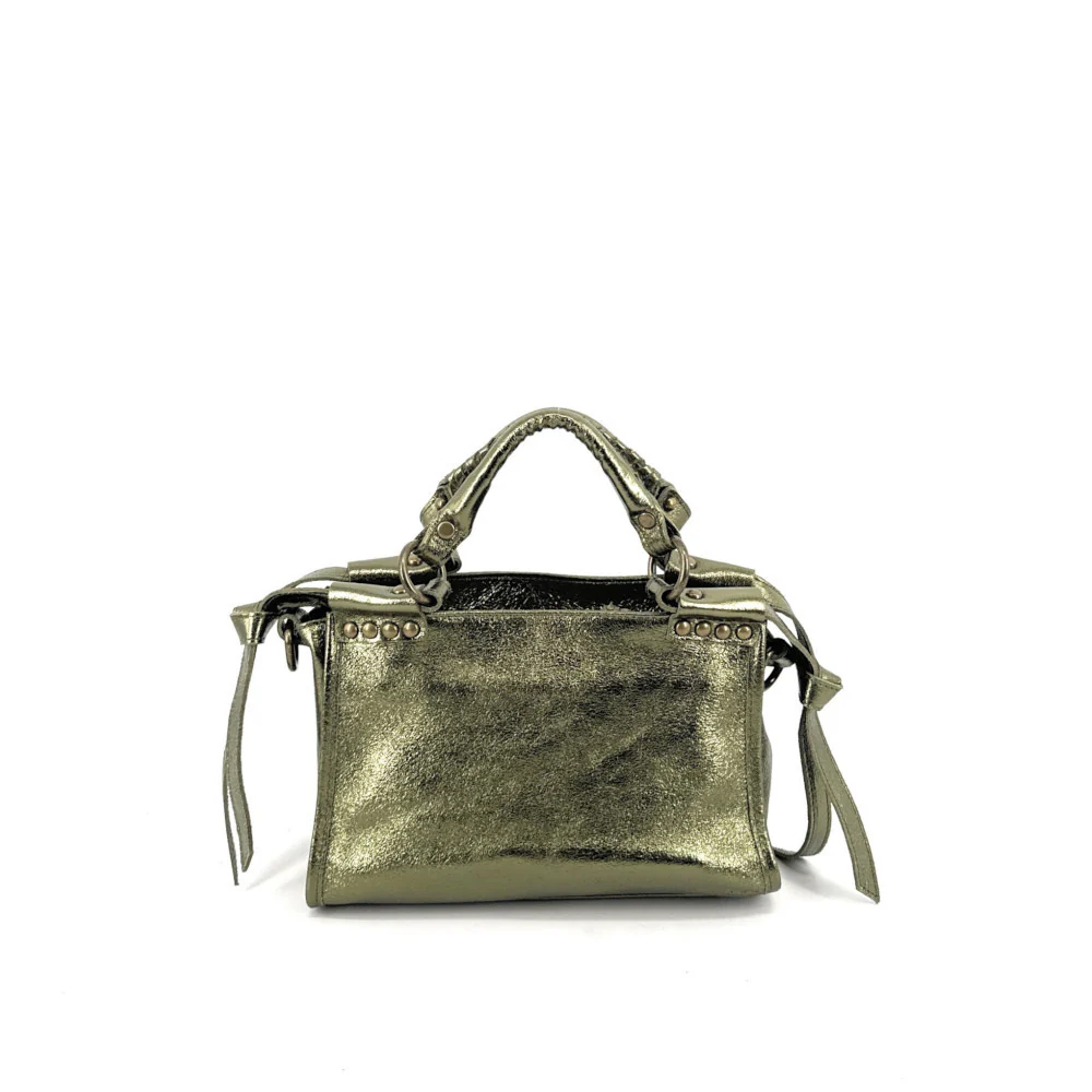 Mini-sac en cuir métallisé POCKY Kaki irisé - Image 3