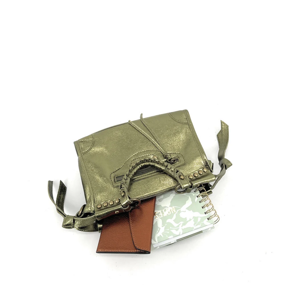 Mini-sac en cuir métallisé POCKY Kaki irisé - Image 5