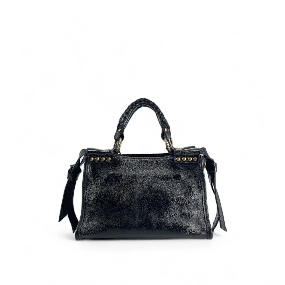 Mini-sac en cuir métallisé POCKY Noir irisé - Image 3