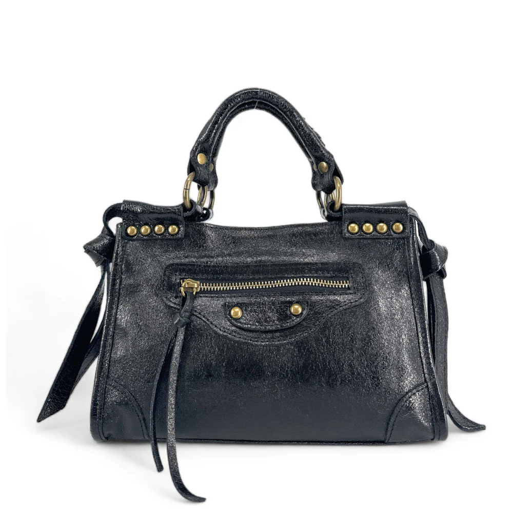Mini-sac en cuir métallisé POCKY Noir irisé - Image 4