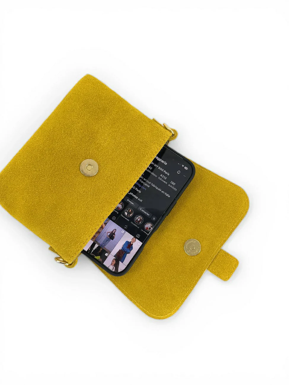 Micro-sac en daim BERLINGOT SUEDE Soft jaune - Image 3