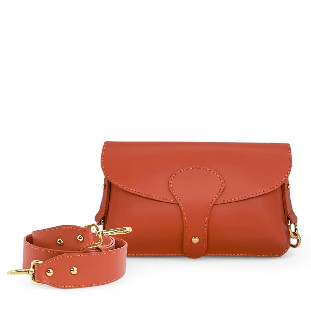 Mini-sac french stick en cuir lisse TOSCA Terracotta - Image 5