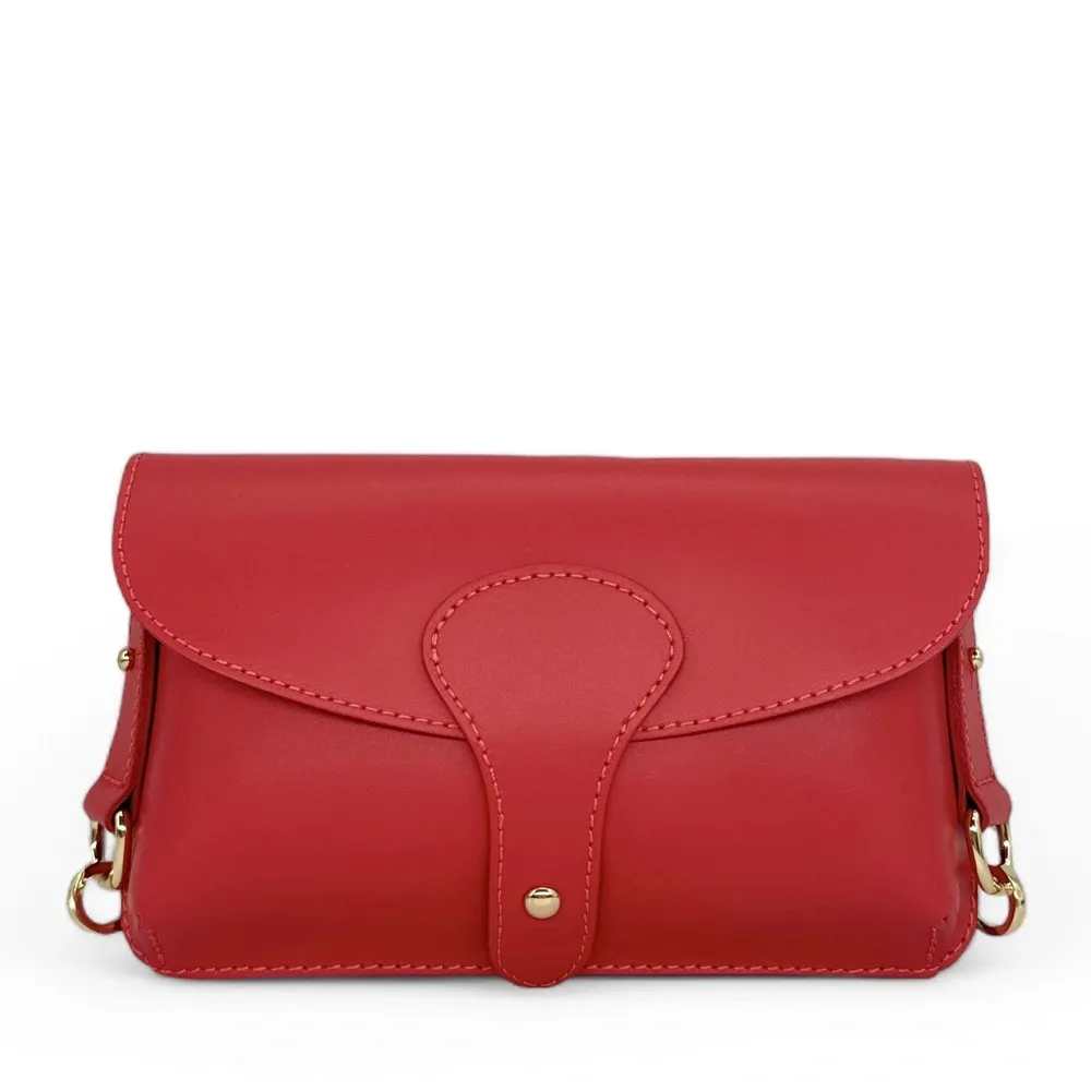 Mini-sac french stick en cuir lisse TOSCA Rouge magenta - Image 4