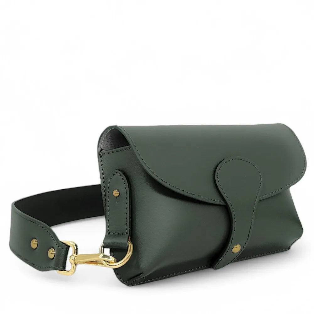 Mini-sac french stick en cuir lisse TOSCA Vert mousse - Image 2