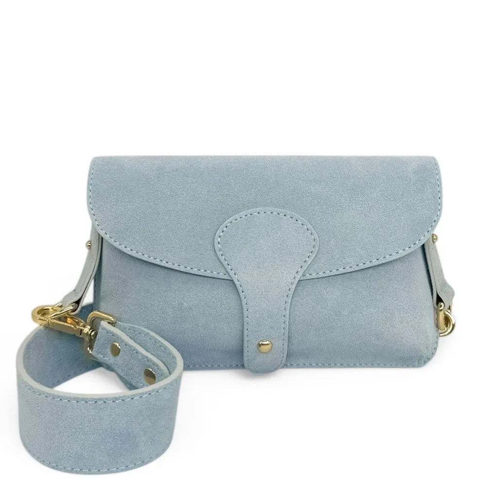 Mini-sac french stick en daim TOSCA SUEDE Bleu pastel - Image 4