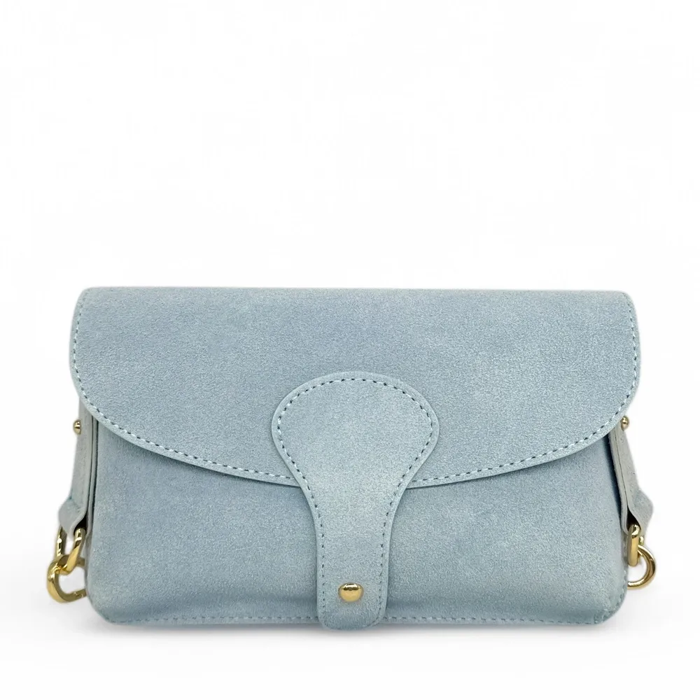 Mini-sac french stick en daim TOSCA SUEDE Bleu pastel - Image 5