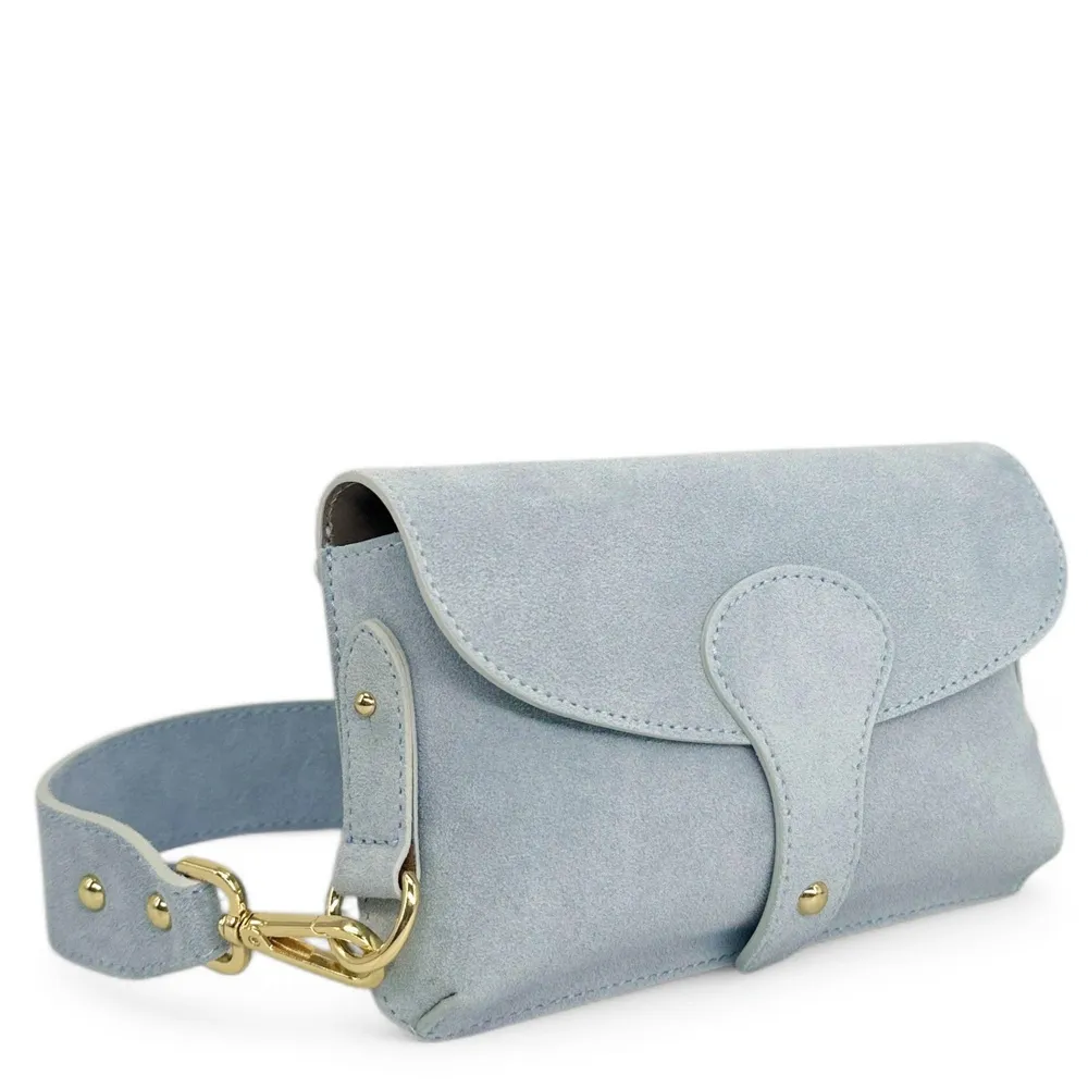 Mini-sac french stick en daim TOSCA SUEDE Bleu pastel - Image 6