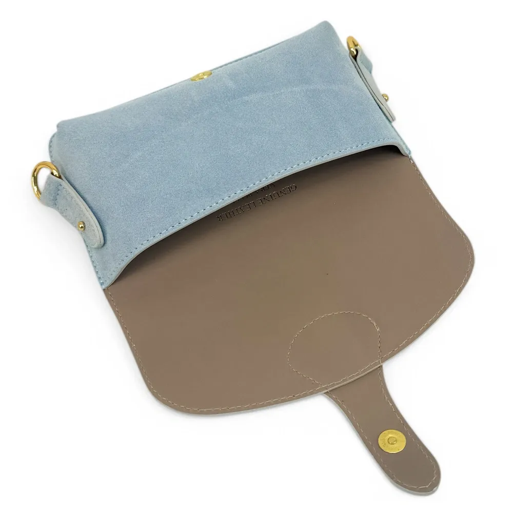 Mini-sac french stick en daim TOSCA SUEDE Bleu pastel - Image 8