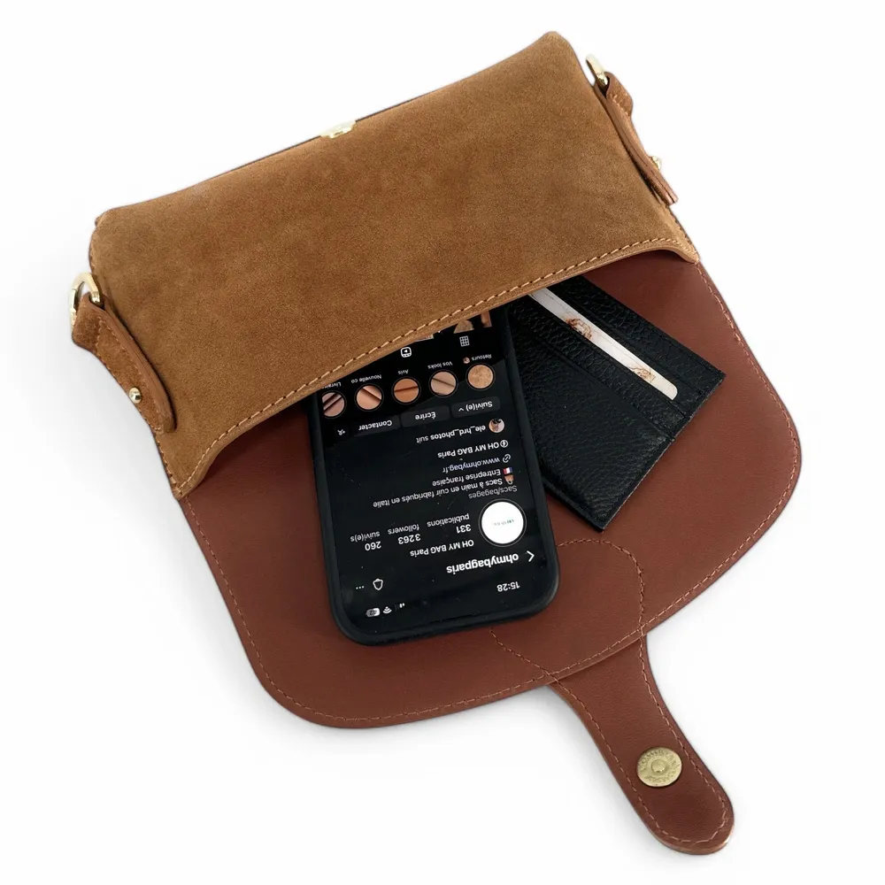 Mini-sac french stick en daim TOSCA SUEDE Cannelle - Image 7