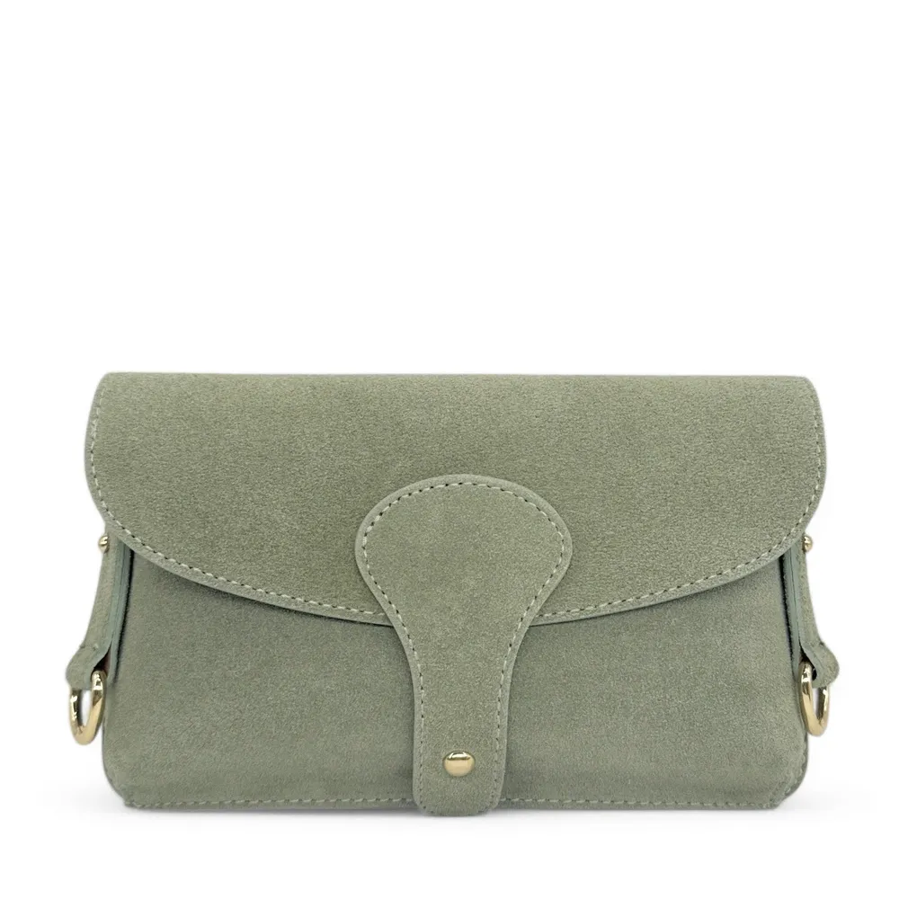 Mini-sac french stick en daim TOSCA SUEDE Vert amande - Image 7