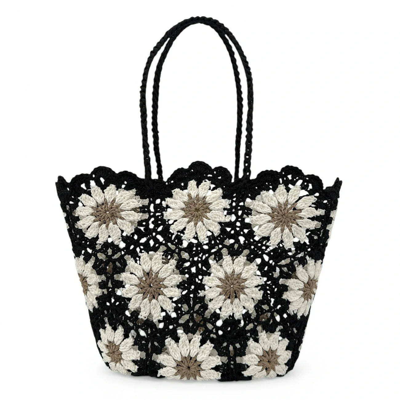 Panier cabas en pur coton GIPSY Noir