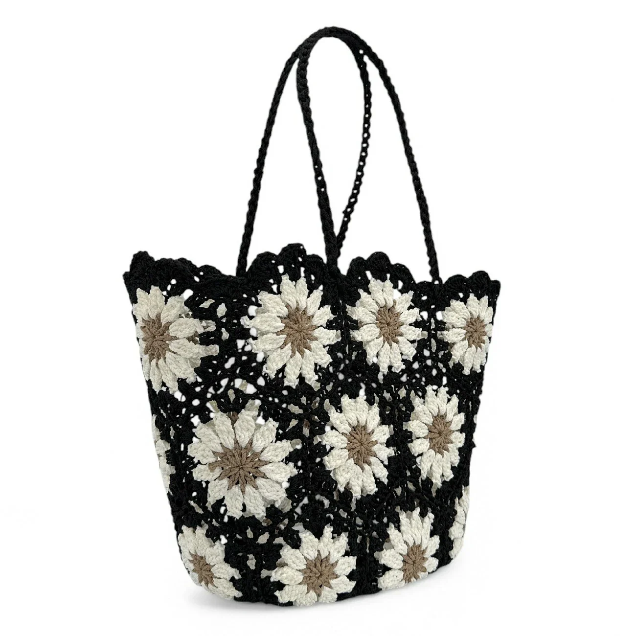 Panier cabas en pur coton GIPSY Noir - Image 4