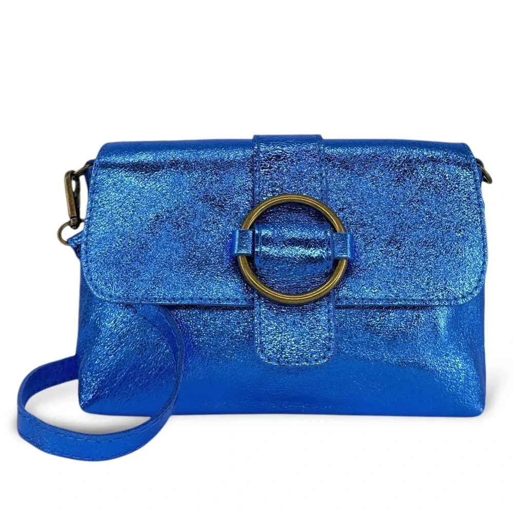 Mini sac en cuir irisé VERONE Bleu roi irisé - Image 7