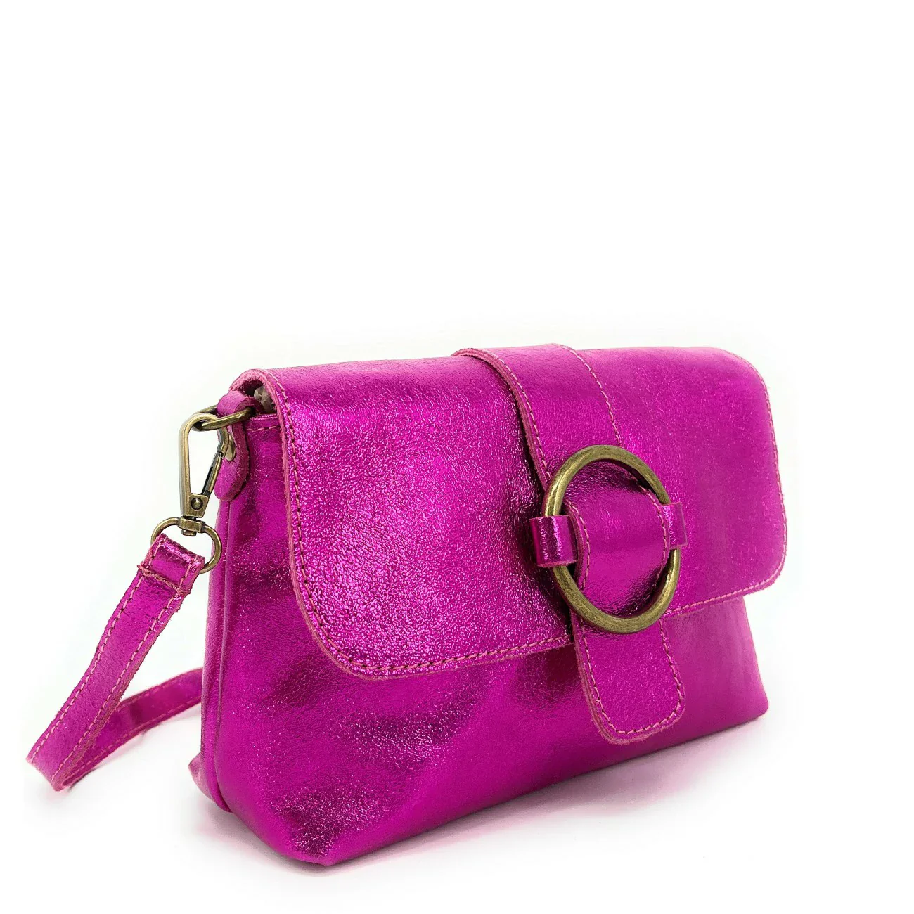 Mini sac en cuir irisé VERONE Rose fuchsia - Image 2