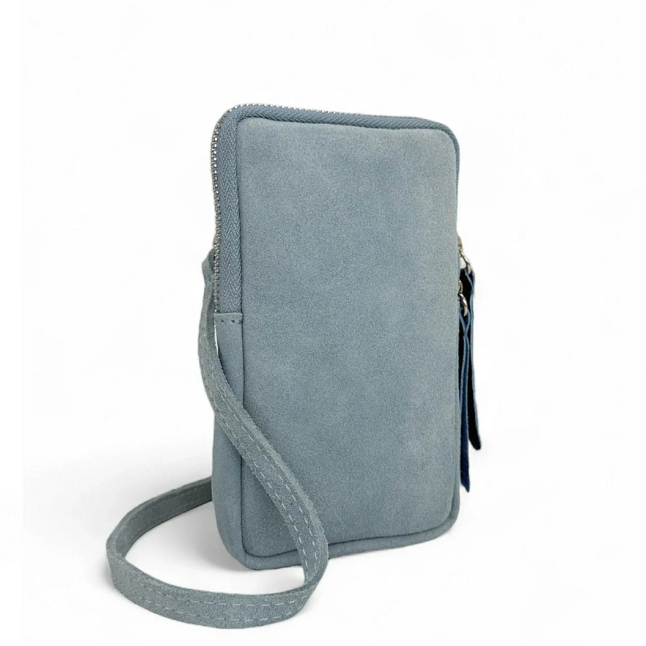 Pochette bandoulière en daim LOUVRE Bleu pastel - Image 5