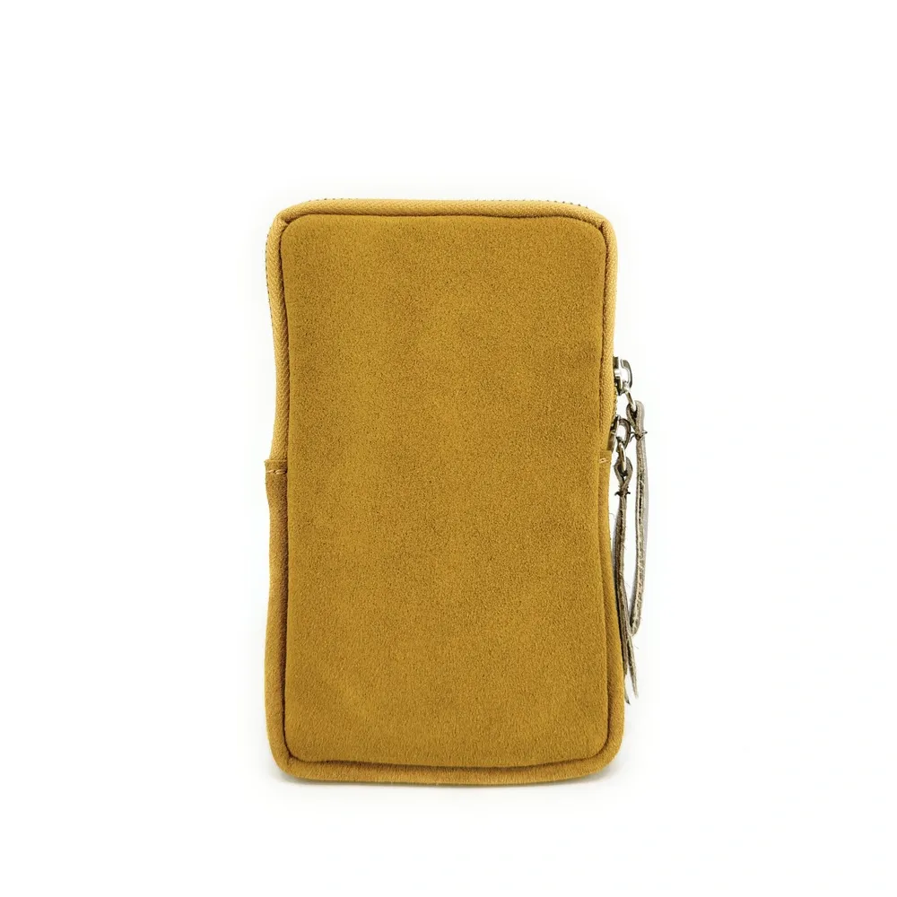 Pochette bandoulière en daim LOUVRE Jaune Moutarde - Image 5