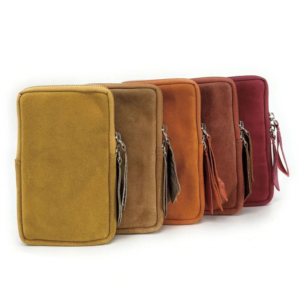 Pochette bandoulière en daim LOUVRE Jaune Moutarde - Image 8