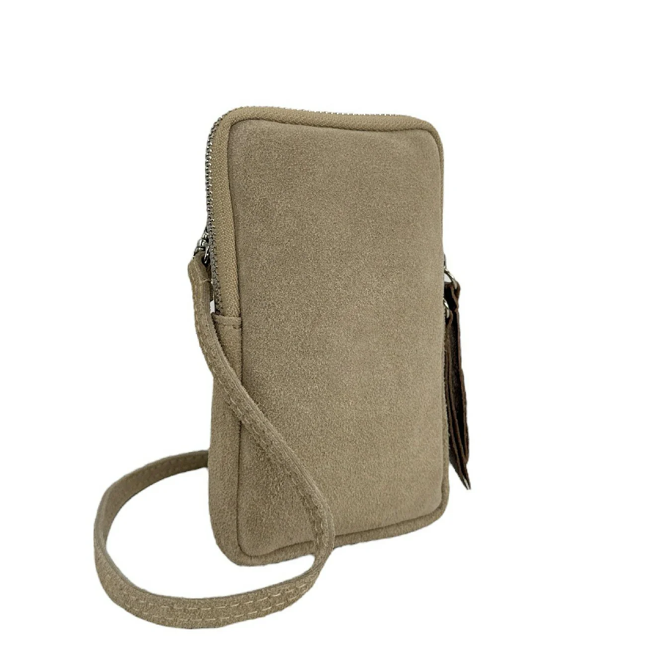Pochette bandoulière en daim LOUVRE Taupe clair - Image 5