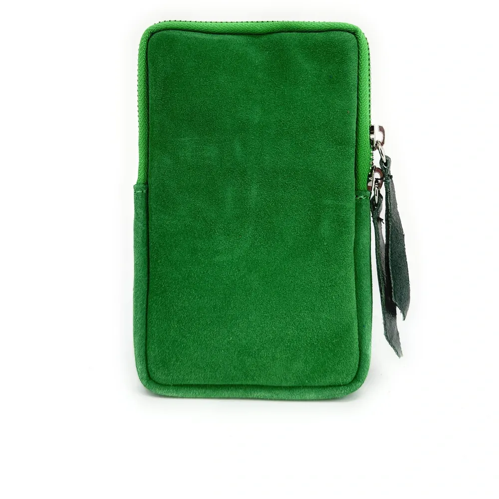 Pochette bandoulière en daim LOUVRE Vert anglais - Image 3