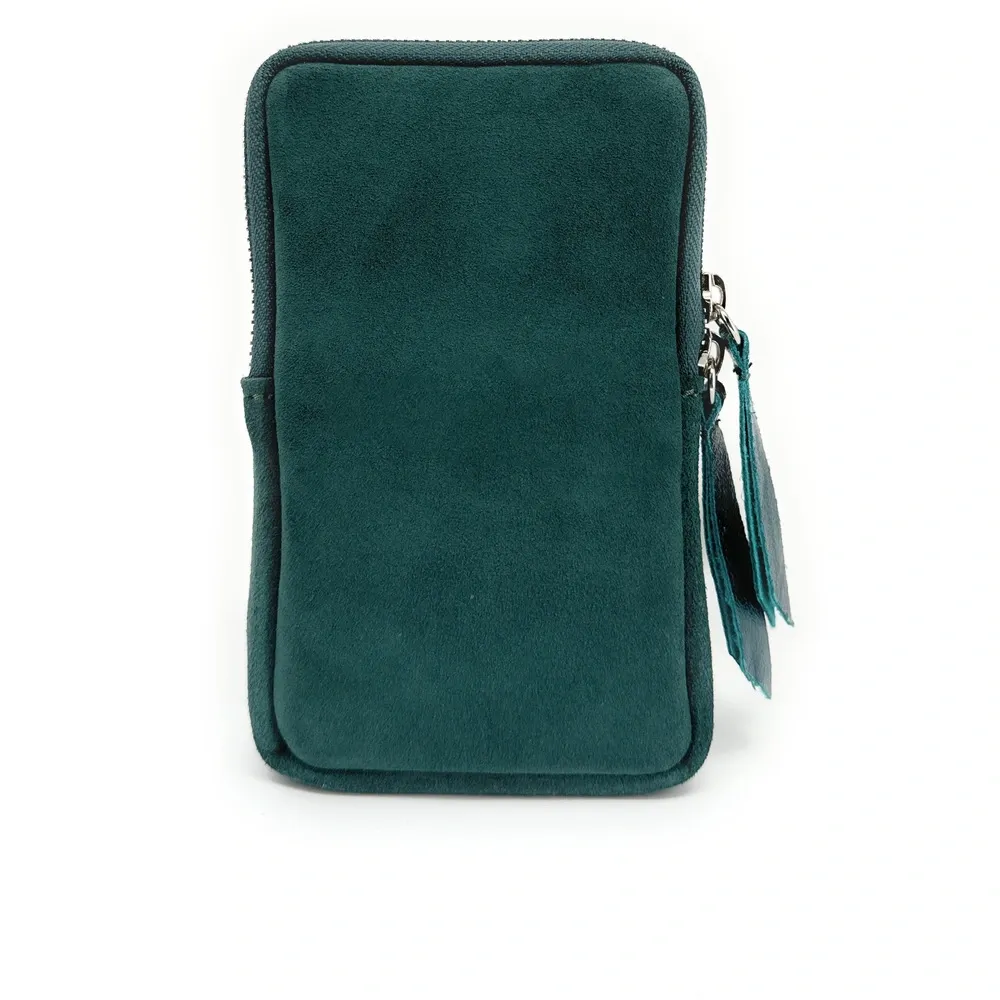 Pochette bandoulière en daim LOUVRE Vert forêt - Image 3