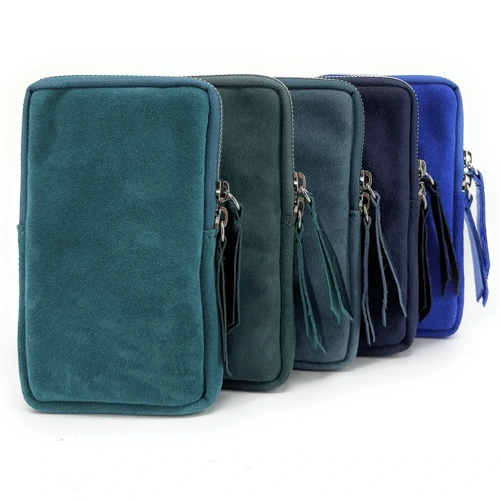 Pochette bandoulière en daim LOUVRE Vert forêt - Image 9