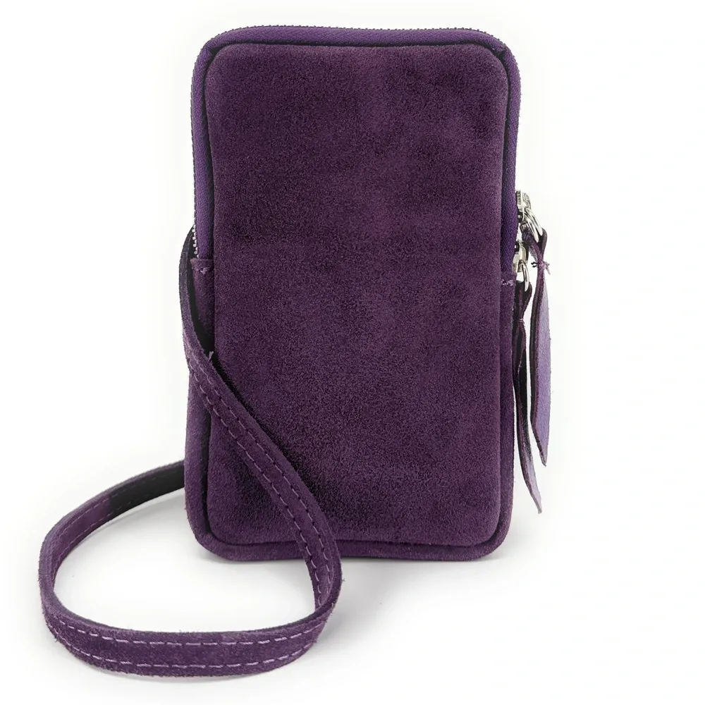 Pochette bandoulière en daim LOUVRE Violet - Image 4