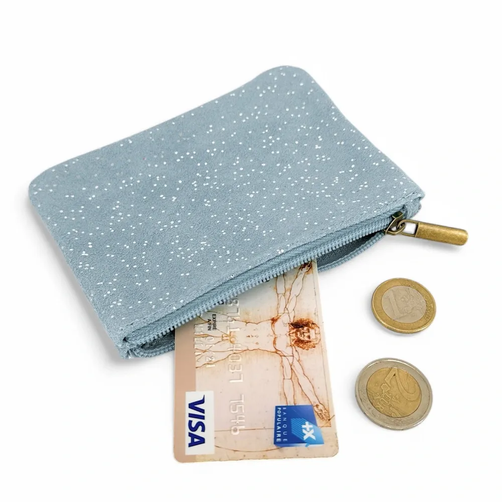 Pochette en daim à paillettes GLITTER PURSE Bleu pastel - Image 2