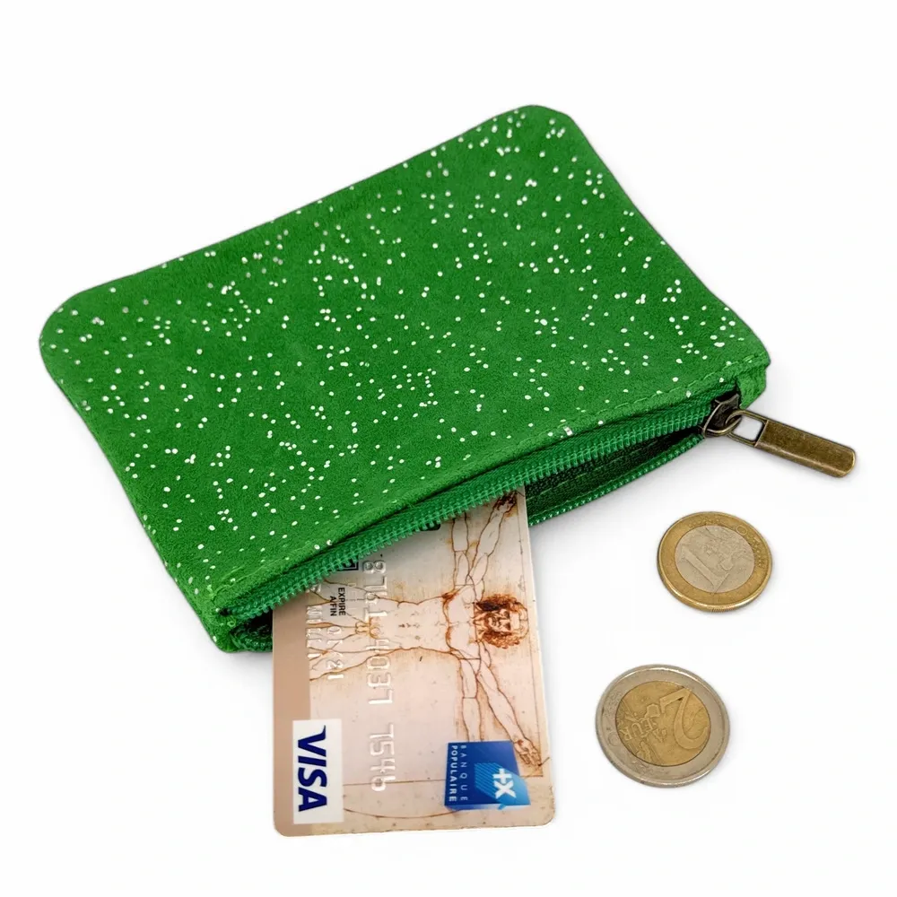 Pochette en daim à paillettes GLITTER PURSE Vert anglais - Image 2