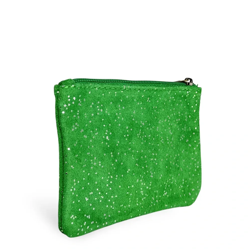 Pochette en daim à paillettes GLITTER PURSE Vert anglais - Image 3