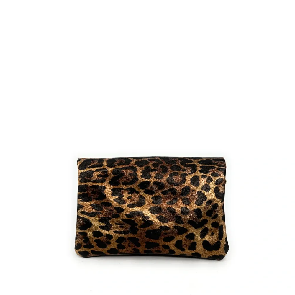 Sac pochette en cuir irisé MAELIA Léopard bronze - Image 3
