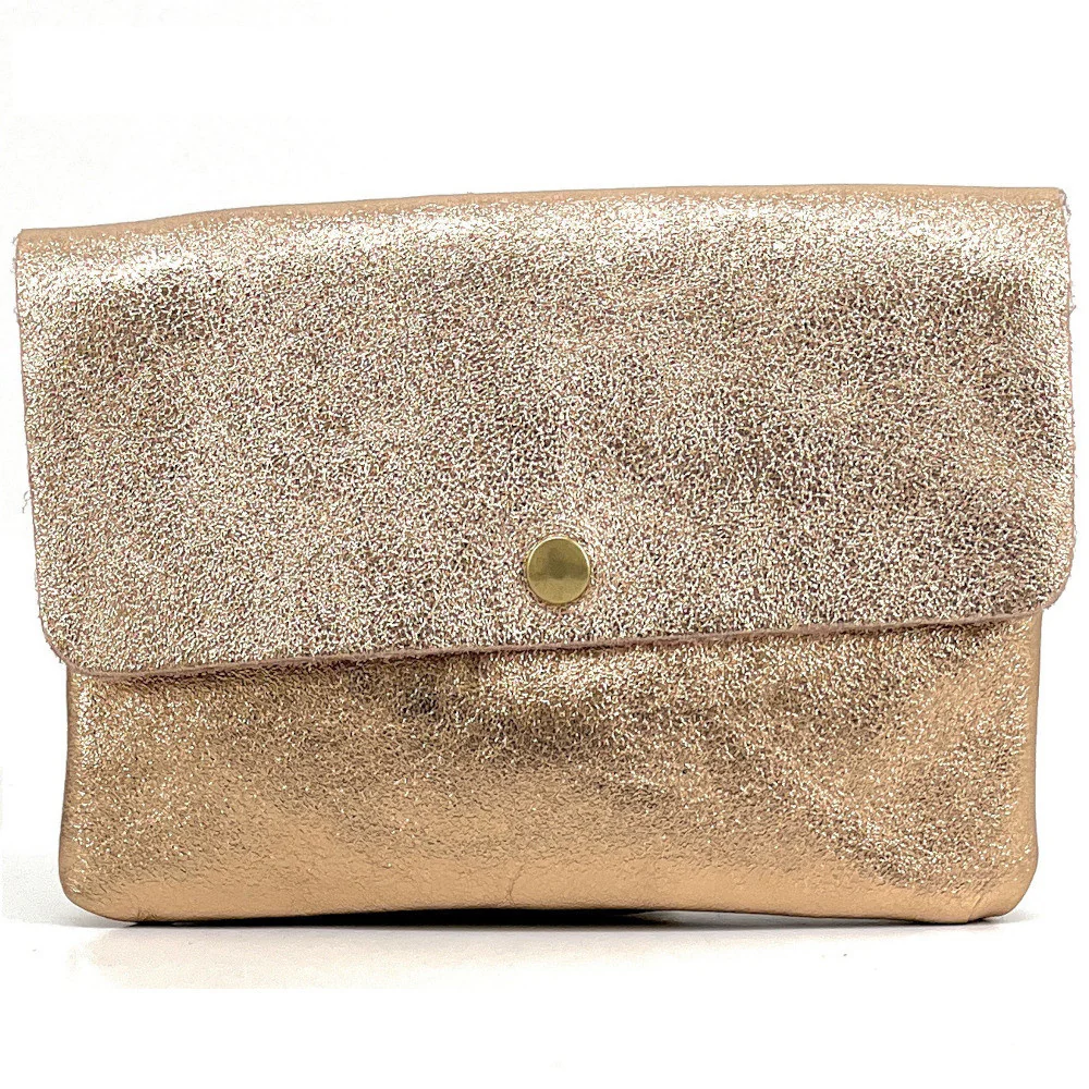 Sac pochette en cuir irisé MAELIA Rose gold - Image 4