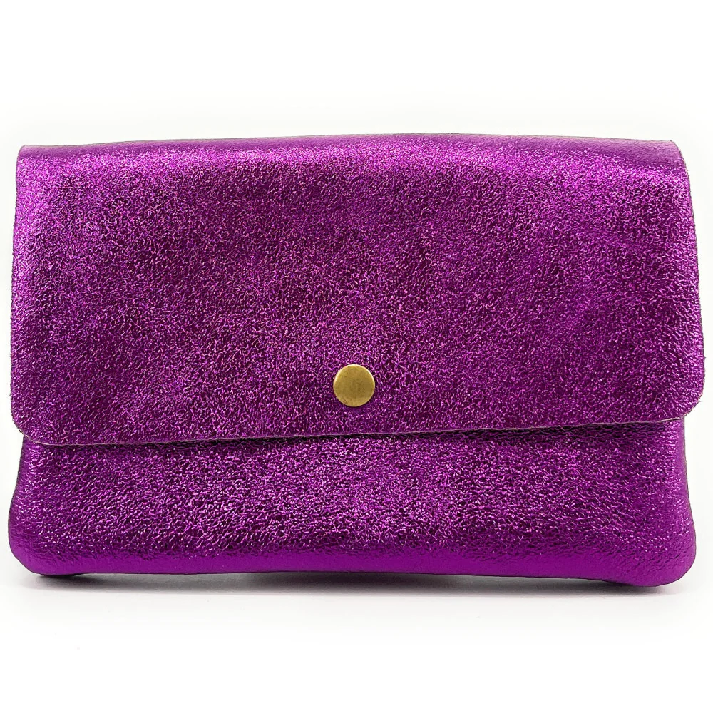 Sac pochette en cuir irisé MAELIA Violine - Image 4