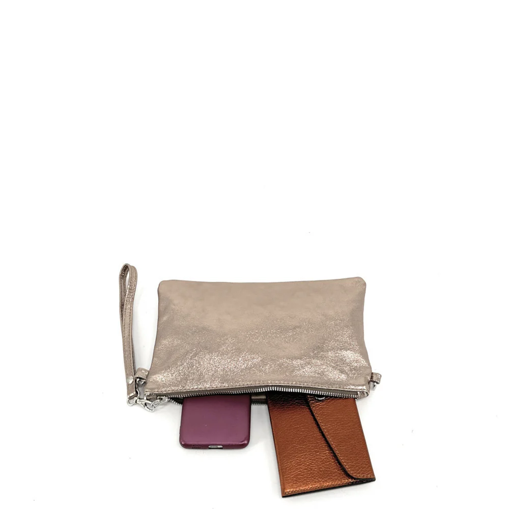 Sac pochette en cuir irisé MELUSINE Champagne irisé - Image 3
